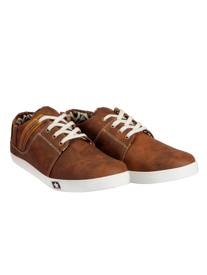 brown leatherette lace up sneaker - 14543741 - Zoom Image - 3