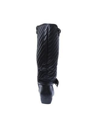 black leatherette knee length boot - 14543822 - Standard Image - 3