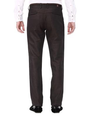 brown cotton flat front casual trouser - 14543929 - Standard Image - 3