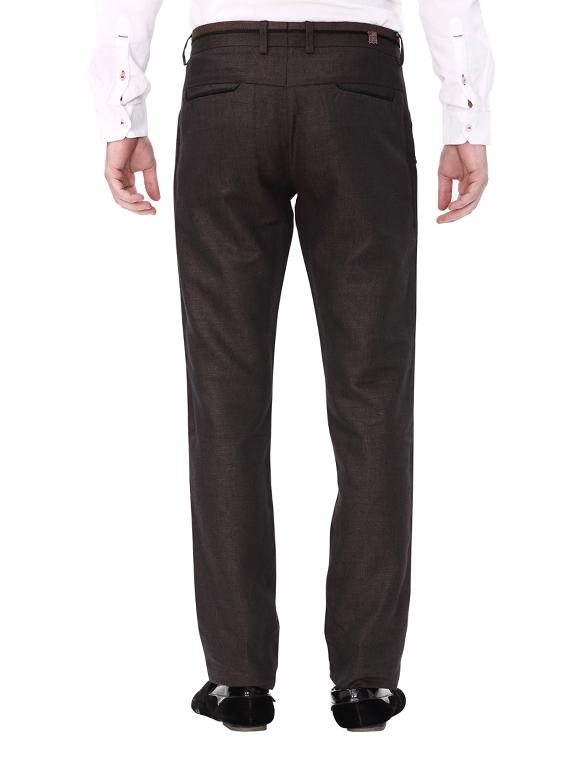 brown cotton flat front casual trouser - 14543929 - Zoom Image - 3