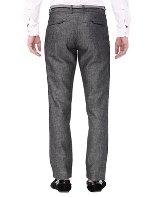 grey cotton flat front casual trousers - 14543933 - Standard Image - 3