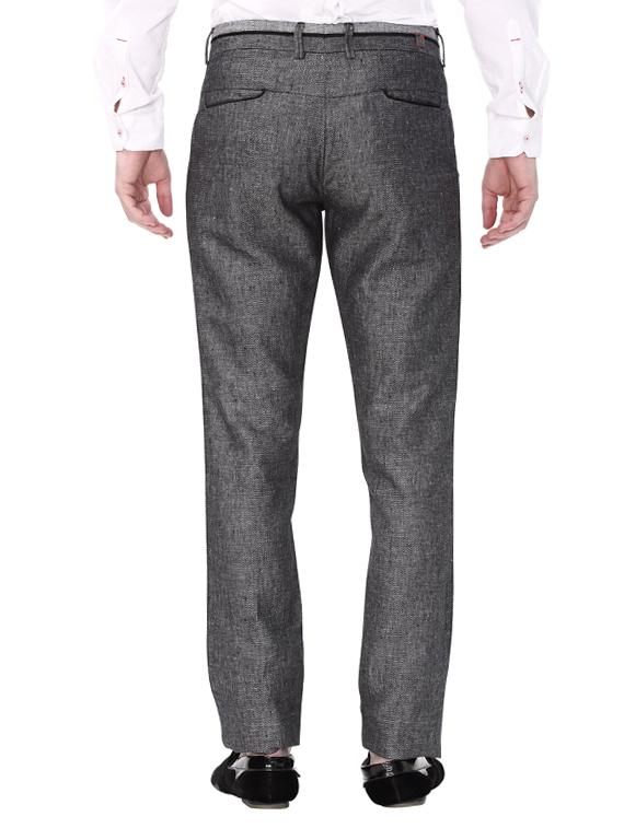 grey cotton flat front casual trousers - 14543933 - Zoom Image - 3