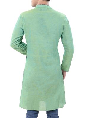 green cotton long kurta - 14543996 - Standard Image - 3