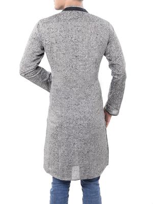 grey cotton long kurta - 14544000 - Standard Image - 3
