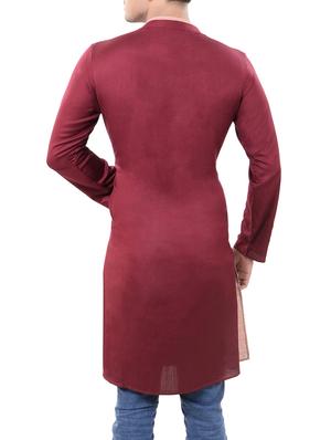 maroon viscose long kurta - 14544003 - Standard Image - 3