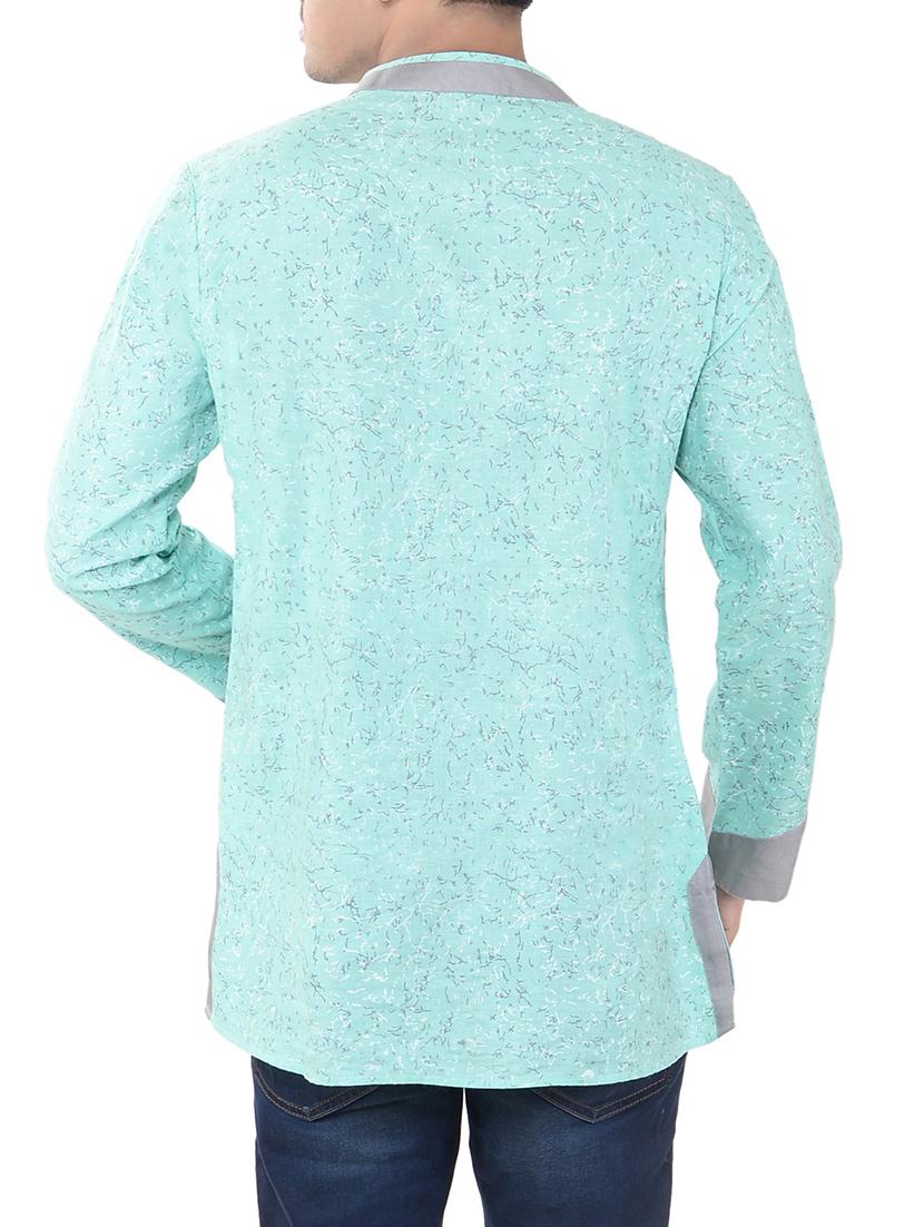 blue cotton short kurta - 14544011 - Zoom Image - 3