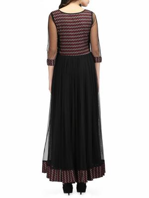 black net printed gown dress - 14544046 - Standard Image - 3
