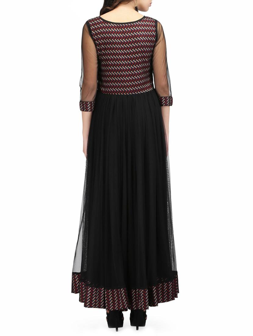 black net printed gown dress - 14544046 - Zoom Image - 3