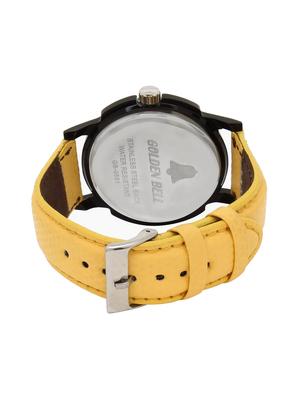 Golden Bell Original Black Dial Yellow Leather Strap Analog Wrist Watch for Men - GB-448 - 14544069 - Standard Image - 3