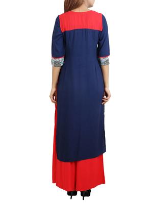 multicolour rayon straight kurta - 14544227 - Standard Image - 3
