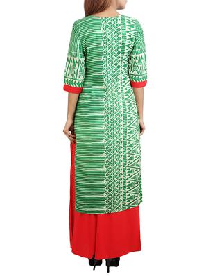 green cotton straight kurta - 14544246 - Standard Image - 3