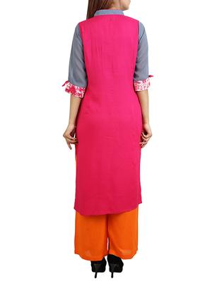 pink rayon straight kurta - 14544267 - Standard Image - 3