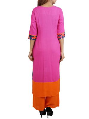 multicolour rayon straight kurta - 14544269 - Standard Image - 3