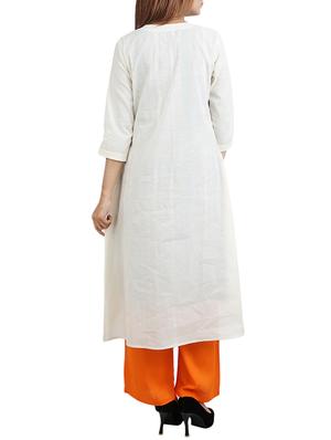 white cotton high-low kurta - 14544274 - Standard Image - 3
