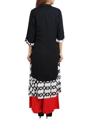 black rayon layered kurta - 14544280 - Standard Image - 3