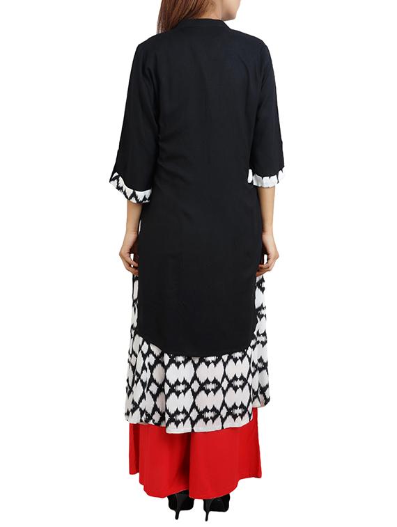 black rayon layered kurta - 14544280 - Zoom Image - 3