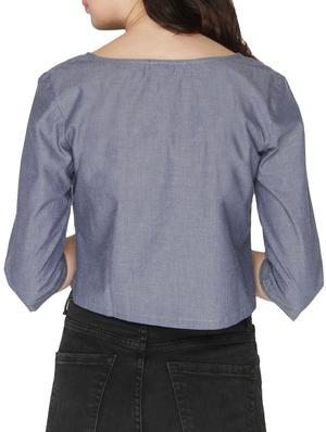 solid blue denim shrug - 14544374 - Standard Image - 3