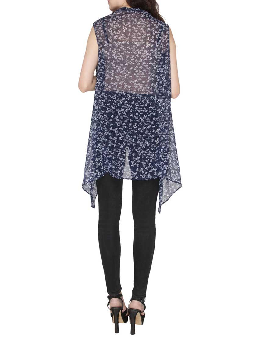navy blue georgette asymmetric shrug - 14544377 - Zoom Image - 3