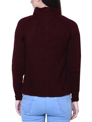 Maroon woolen cardigan - 14544385 - Standard Image - 3