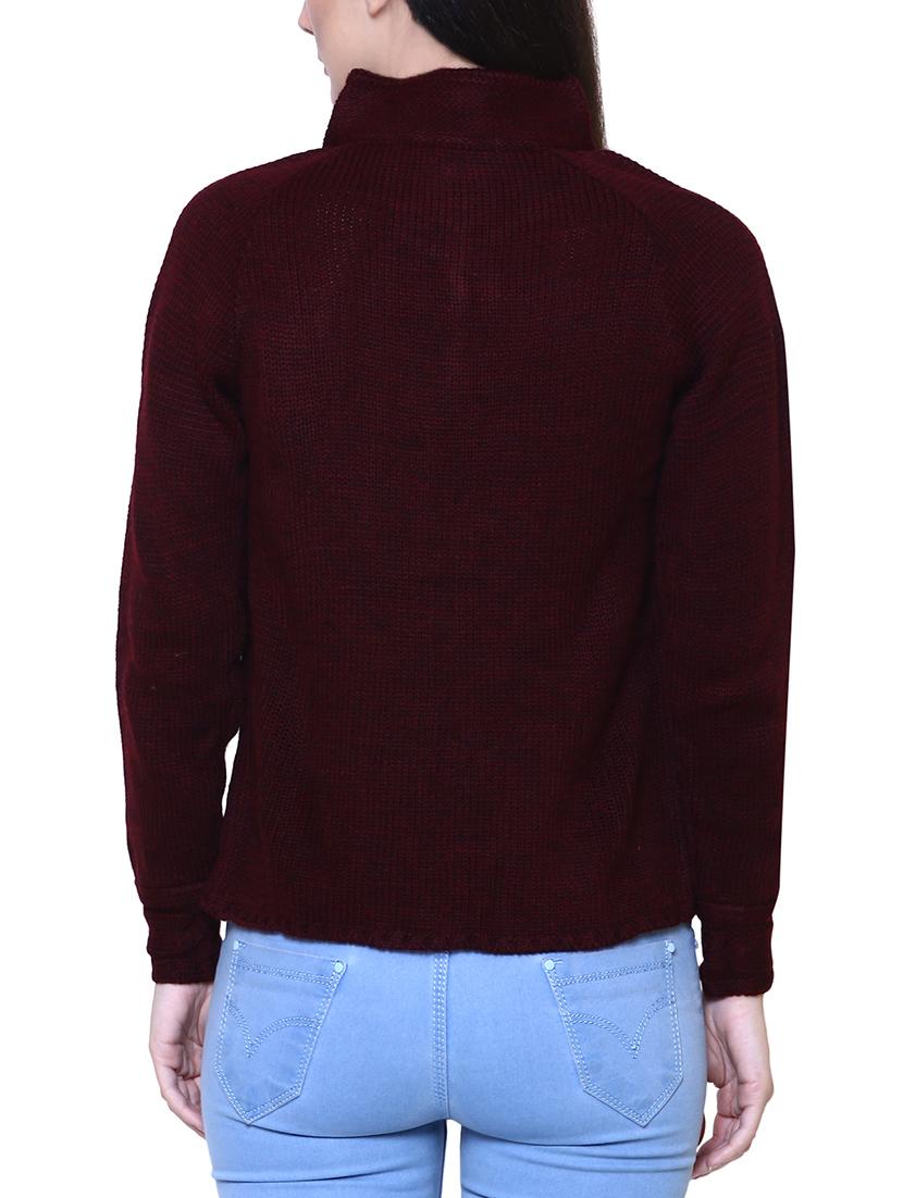 Maroon woolen cardigan - 14544385 - Zoom Image - 3