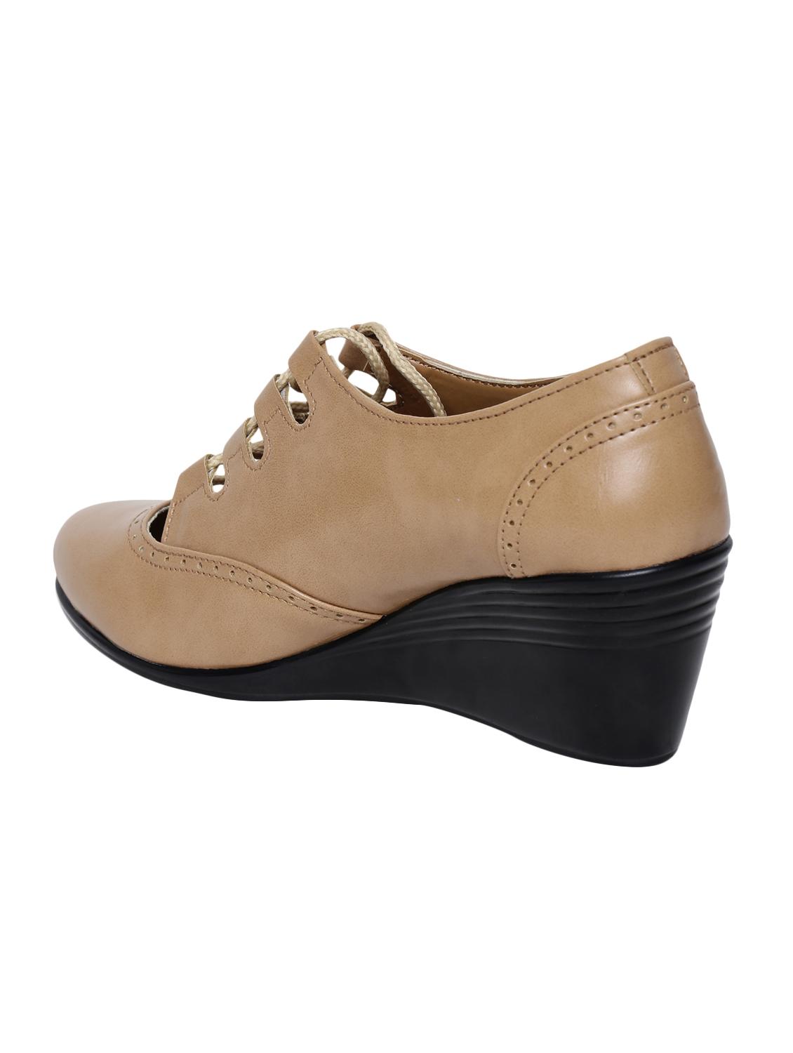 beige faux leather laceup casual shoes - 14544471 - Zoom Image - 3