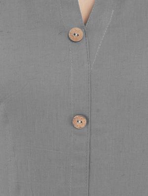 grey cotton straight kurta - 14544508 - Standard Image - 3