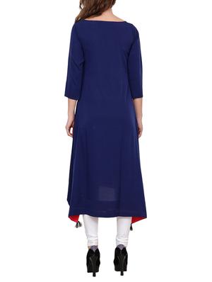 blue crepe highlow kurta - 14544722 - Standard Image - 3