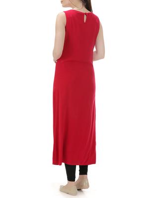 red rayon high slit kurta - 14545442 - Standard Image - 3