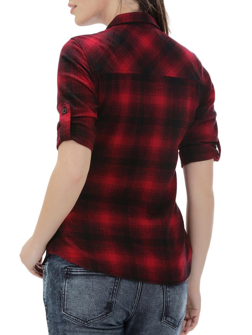 red checkered cotton shirt - 14545455 - Zoom Image - 3