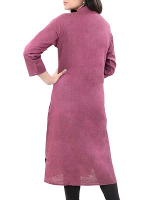 magenta cotton aline kurta - 14545630 - Standard Image - 3
