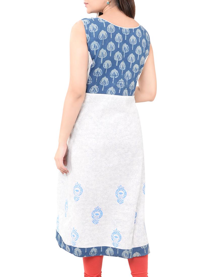 white cotton aline kurta - 14545633 - Zoom Image - 3