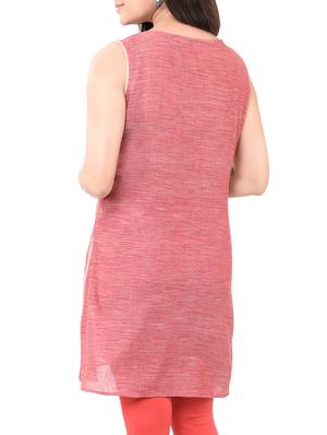 red cotton aline kurta - 14545652 - Standard Image - 3