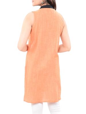 orange cotton straight kurta - 14545654 - Standard Image - 3