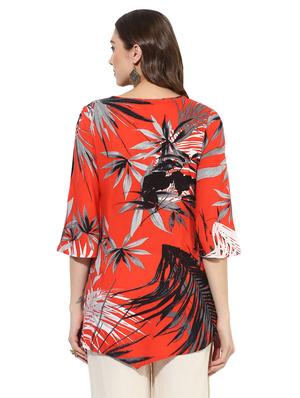 orange rayon a-line kurti - 14545950 - Standard Image - 3