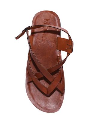 tan leatherette back strap sandal - 14545982 - Standard Image - 3