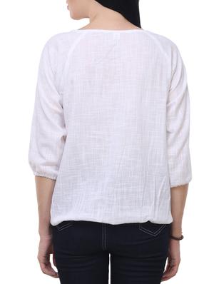 white cotton blouson top - 14546505 - Standard Image - 3