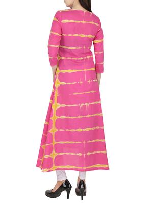 pink cotton shibori print layered kurta - 14547346 - Standard Image - 3