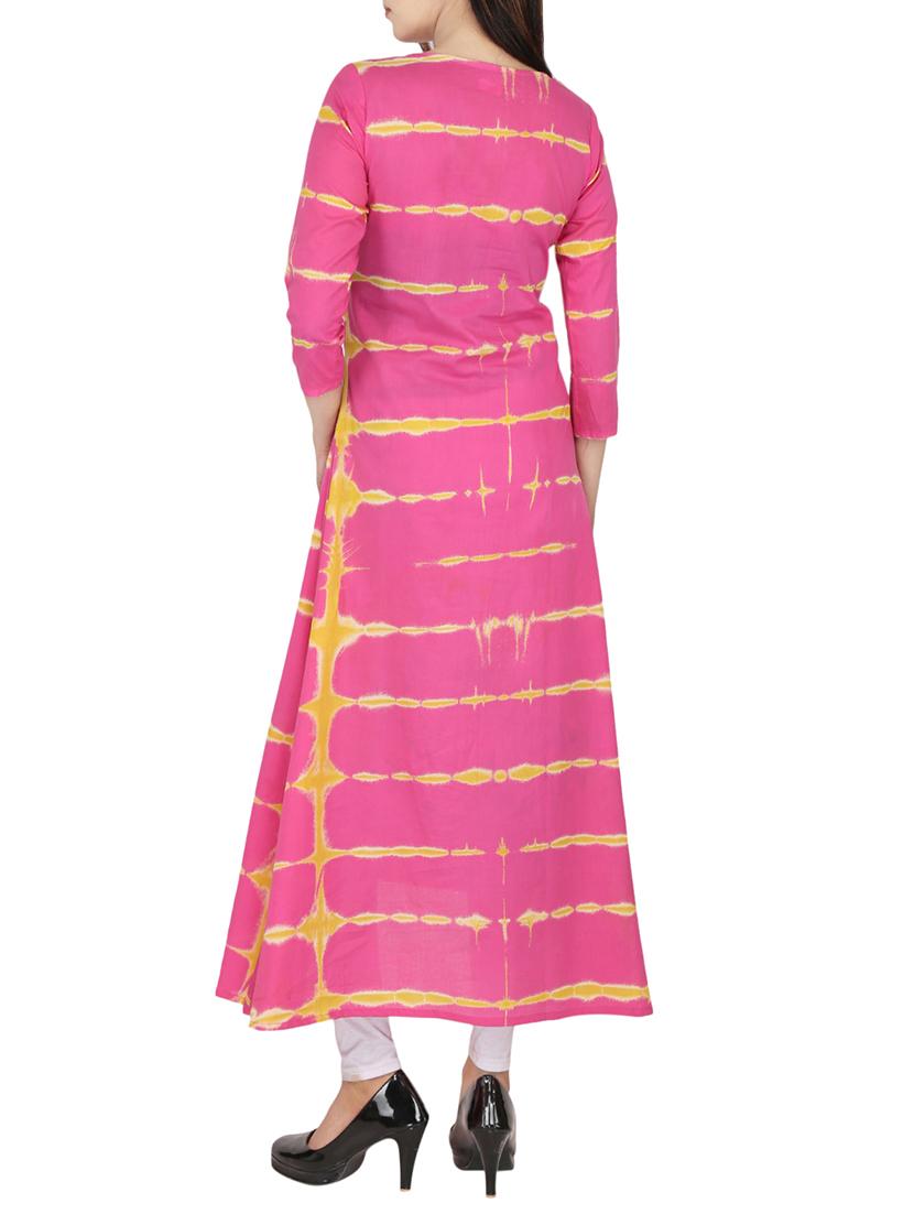 pink cotton shibori print layered kurta - 14547346 - Zoom Image - 3