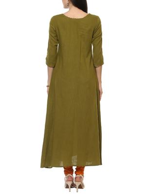 green rayon aline kurta - 14547628 - Standard Image - 3