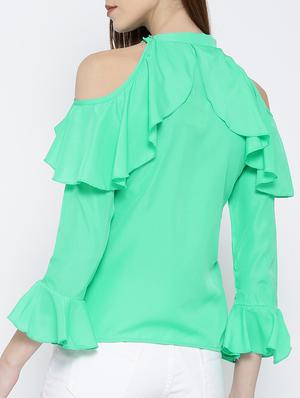 green ruffled top - 14547765 - Standard Image - 3