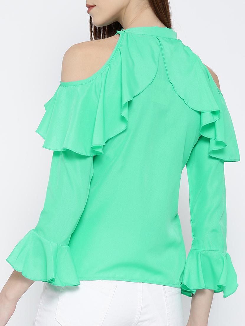 green ruffled top - 14547765 - Zoom Image - 3