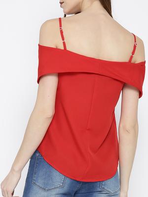 cold shoulder curved hem top - 14547774 - Standard Image - 3