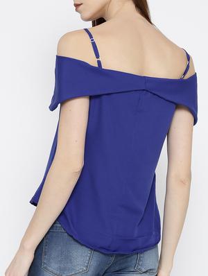 blue cold shoulder top - 14547776 - Standard Image - 3