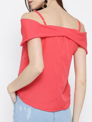 cold shoulder curved hem top - 14547777 - Standard Image - 3