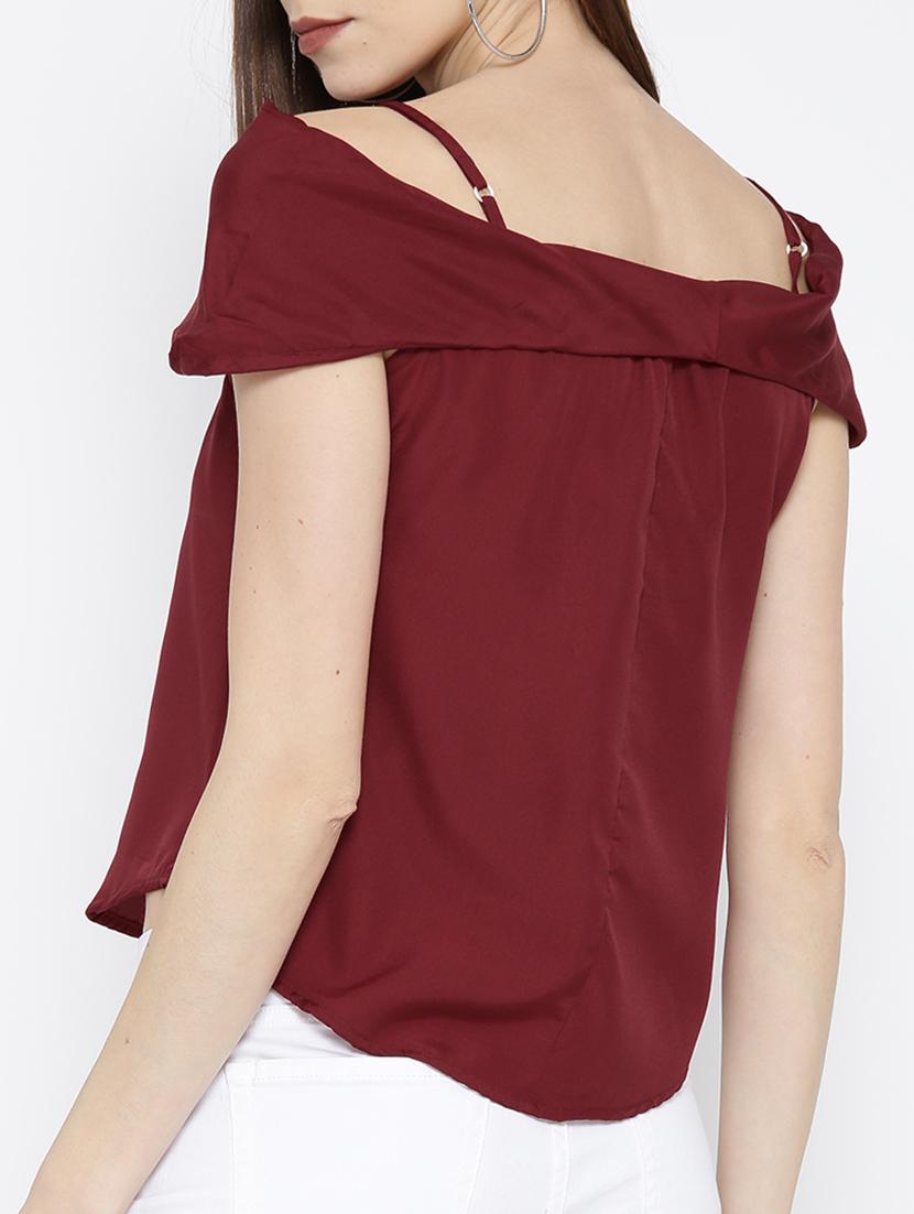 cold shoulder curved hem top - 14547782 - Zoom Image - 3