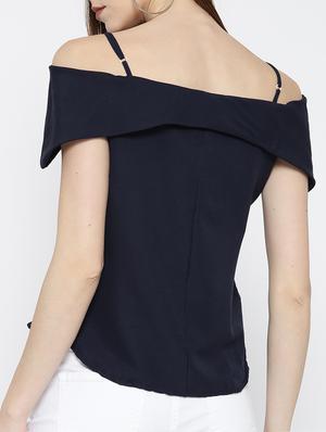 navy blue cold shoulder top - 14547791 - Standard Image - 3