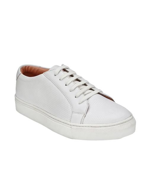 white leatherette lace up sneaker - 14548417 - Standard Image - 1