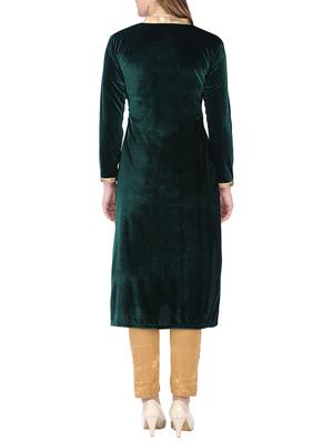 green velvet woolen kurta - 14549304 - Standard Image - 3