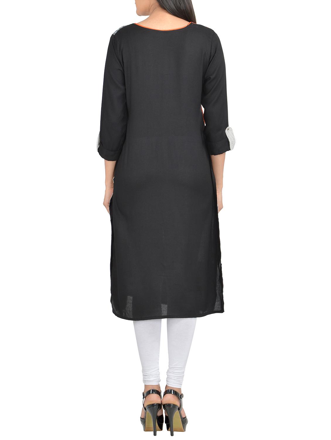 multicolour cotton straight kurta - 14550881 - Zoom Image - 3