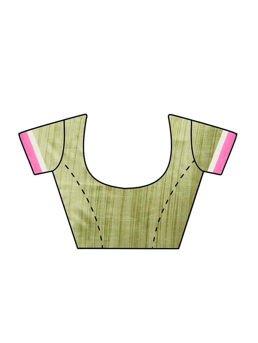 green bhagalpuri saree with blouse - 14551764 - Zoom Image - 3